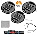 62mm Lens Cap Bundle, 3 Pack Universal Snap on Front Centre Pinch Lens Cover Set with Microfiber Lens Cleaning Cloth for Canon Nikon Sony Olympus DSLR Camera + Camera Lens Cleaning Pen