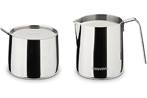 Easyworkz Stainless Steel Sugar bowl and Creamer Set, with Spoon and Anti-Drip Spout, Stackable Design, Chrome