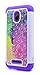 Alcatel Ideal Case with [Tempered Glass Screen Protector], Alcatel Pixi Avion 4G LTE/Pixi Bond/Ideal 4G LTE/Dawn / Streak, NageBee Silicone Cover Studded Rhinestone Bling Design Hard Case-Purple