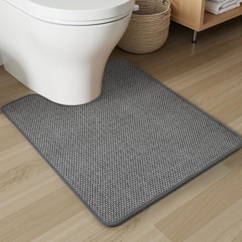 PADOOR Braided U Shaped Toilet Rug Grey