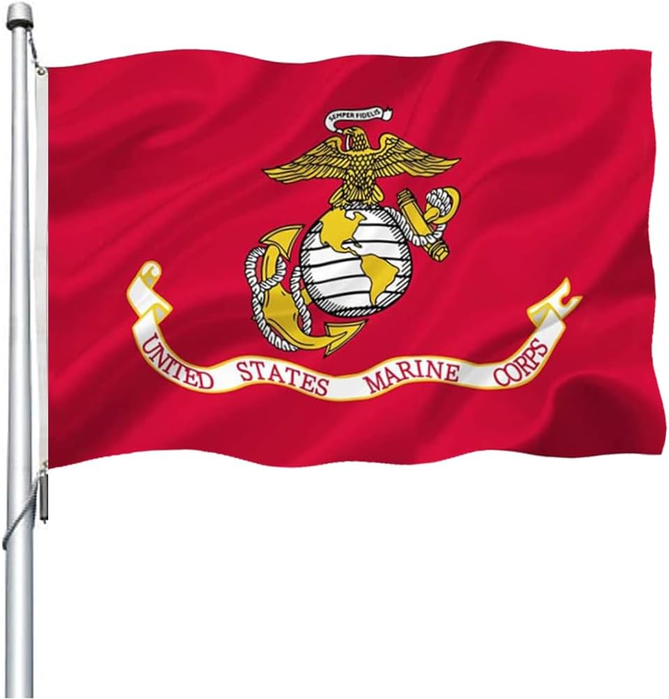 Flags - US Marine Corps Flag 3x5 Outdoor Double Sided Heavy Duty Polyester US Military Army Flag With 2 Brass Grommets Marine Corps Gifts