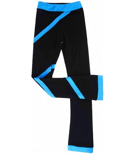 Pantalon De Patinage Artistique Turquoise En Spirale - Taille 12-14 Ans | Confort, Élasticité Et Protection Sur Glace