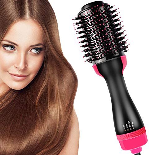 Hair Dryer Brush and Hot Air Brush, Bvser Air Hair Brush 3 in 1 Electric One Step Hair Dryer Volumizer with Negative Ion Curling Dryer Brush Styler, Hair Straightening Brush, Rotating Blow Dryer Brush