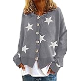 yolrdiw Women's Star Cardigan Sweater Button Down Y2k Aesthetic 90s Knitted Coat