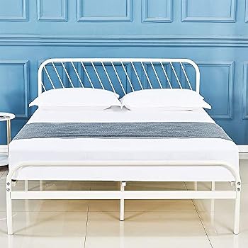 Amazon.com: sleepalace Metal Bed Frame Full Size White ...