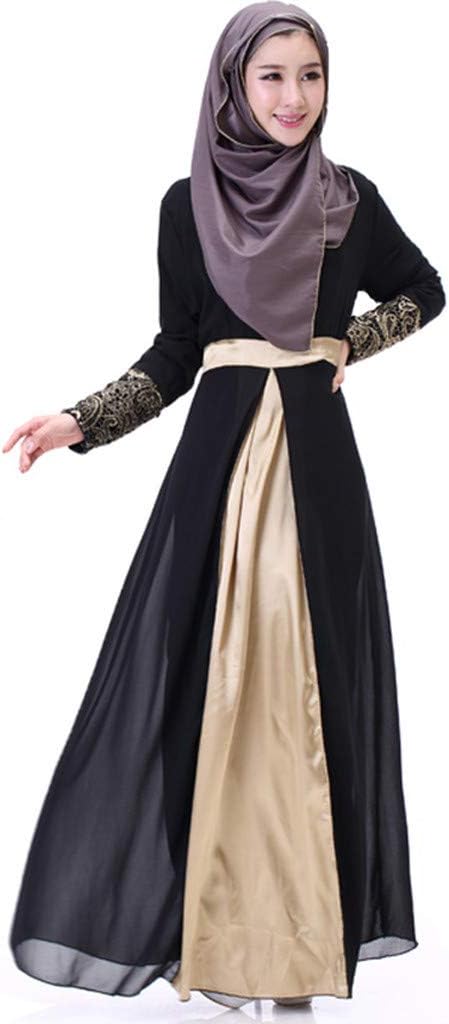 QIBOOG Mu Evening Dress For Women Maxi Party Dress Islamic Clothing Color Block Kaftan Caftan Abaya Robe Gown