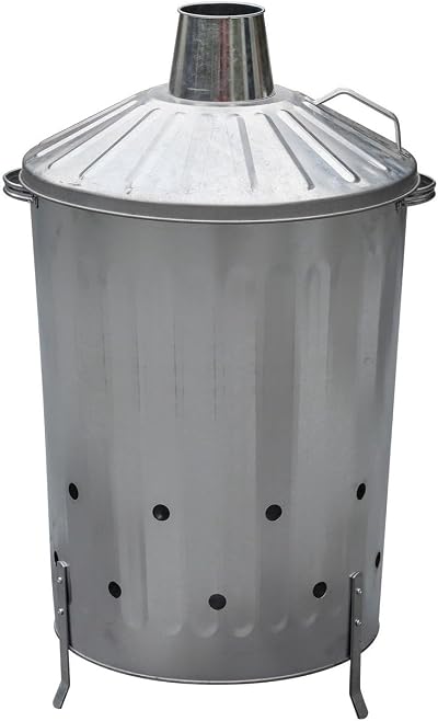 Abaseen 90 Litre Galvanized Incinerator with Lid Outdoor Fire Bin
