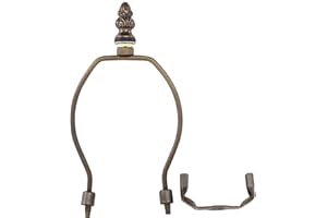 Tiffany table Lampshade Holder Support with Finial Cap, 5.5 Inch Harp Bracket for Stained Glass Lamp Shade Finished Antique