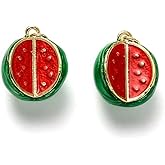 Clotiry 5Pcs Enamel Watermelon Pendants 3D Fruit Charms Summer Food Brass Charms for DIY Jewelry Necklace Bracelet Earring Making