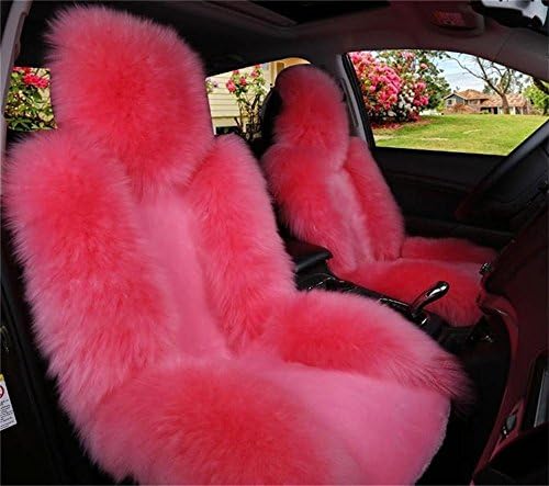 Oroyal Universal Fit Car Seat Covers Set, Warm and Comfortable Soft Genuine Australian Wool Fur, Winter Season Design (Universal Fit For Most Cars, SUV, Trucks or Vans) (Pink)