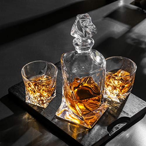 KANARS 7-Teiliges Bleifrei Kristallgläser Whisky Karaffe Set, 800 ml Dekanter mit 6x 300 ml Whiskey Gläser für Whisky, Cognac, Scotch, Martini, Schöne Geschenkbox – Bild 5
