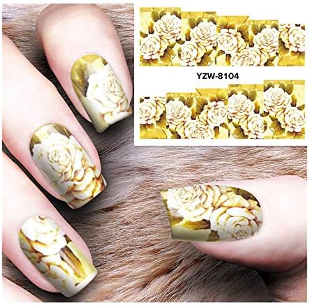 Hybei Nail art Stickers, Three-Dimensional Carving nail Stickers 3D Peacock Feather Pattern Natural Garden Flowers Self-Adhesive Manicure Stickers nail Stickers