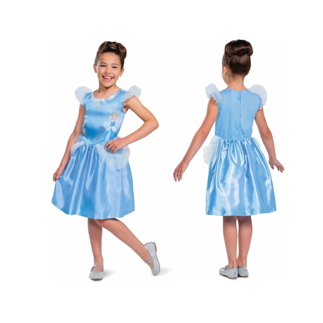 The Latest Disney Official Standard Cinderella Costume Kids, Christmas Halloween Princess Dress Up for Girls Fancy Dress Up Outfit Size XS
