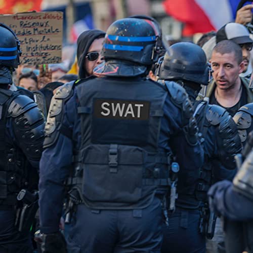 SWAT Embroidered Patches Hook and Loop, Durable Fabric Police Patch for Officer Guard Uniforms Vest, Jacket, Carrier, Hat, One Small and One Large Black