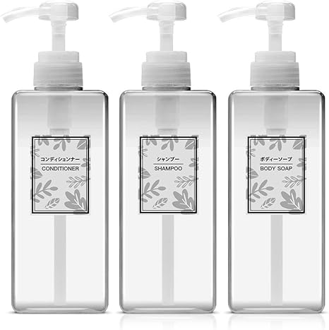 Amazon Co Jp Yokitomo ディスペンサー シャンプーボトル ハンドソープ 容器も適用 650ml 3本セット クリア ホーム キッチン