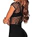 Shawhuwa Womens Sexy Sheer Caged Short Sleeve Bodysuit Jumpsuit Leotard L Black
