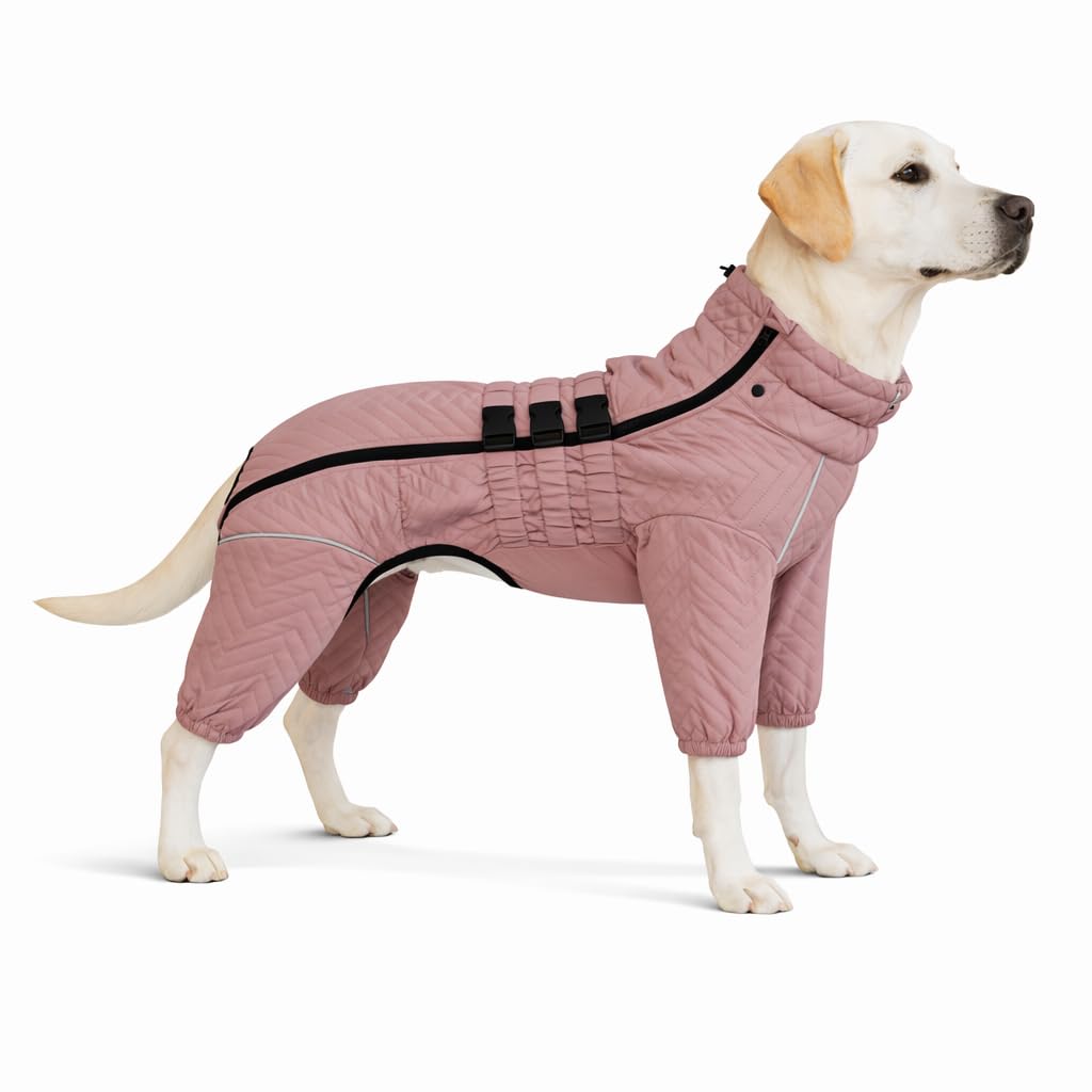 Lovelonglong Warm Double Layers Vest, 12 Legs Covered Windproof Waterproof Reflective Dog Costume for Small Medium Large Dogs - Outdoor Skating - Lotus Pink 4XL — image 1
