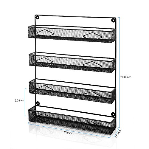 OAKOME 4 Tier Spice Rack - Large Wall Mounted Spice Racks Organizer with Free Screws for Home Kitchen