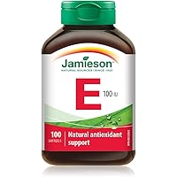 Jamieson Vitamin E 100 IU Softgels, Natural Antioxidant, Helps Prevents Tissue Damage and Vitamin E Deficiency. Gluten-Free, 