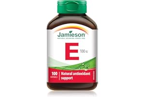 Jamieson Vitamin E 100 IU Softgels, Natural Antioxidant, Helps Prevents Tissue Damage and Vitamin E Deficiency. Gluten-Free, 