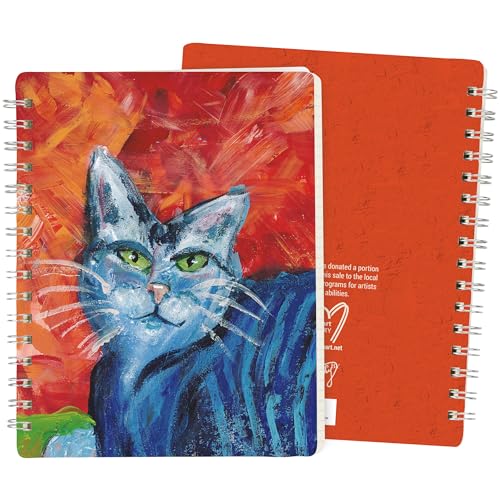 Primitives by Kathy Colorful Cat, Double Sided Spiral Notebook, 7.5 x 5.75-Inch…