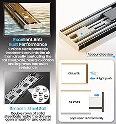 YENUO Push to Open Drawer Slides Full Extension