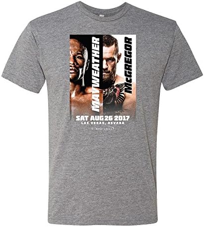 Mayweather VS McGregor Men's Poster Art T-Shirt, Medium, Gray