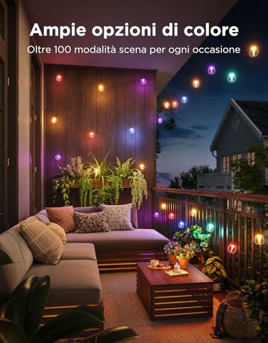 Govee Outdoor Lights, 15m Dimmable RGBWIC LED Chain Lights with 16 Million Colors and 111 Scene Modes, 80 lm for LED, 25,000 Hours Lifespan, Works with Alexa, Google Assistant, Matter