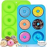 WALFOS 2 Pack Food Grade Silicone Donut Molds,Flexible Donut Baking Pans for Perfect Shaped Doughnuts-Cake Biscuit Bagels - Easy to Pop Out - BPA Free Dishwasher, Oven, Microwave, Freezer Safe