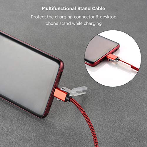 Type C Charging Cable with Phone Stand, Lecone 1m/3ft Nylon Braided USB C 2.0 Fast Charging & Data Transfer Cord for Samsung Galaxy Note 9 S10 S10 Plus S10e S9+, Nintendo Switch,USB C Device[2 Pack] - Thumbnail 3