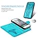 iPhone 5 5S SE Case, iPhone 5 5S SE Wallet Case PU Leather Oil Wax Embossed Elephant Detachable Magnetic Wallet Flip TPU Inner Cover Credit Card Slots for iPhone 5 5s SE Blue