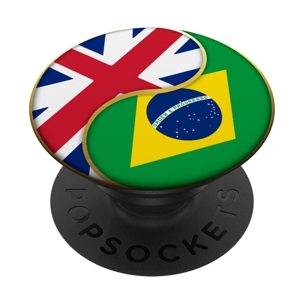 British Brazilian Flag England Brazil United Kingdom Design PopSockets Swappable PopGrip
