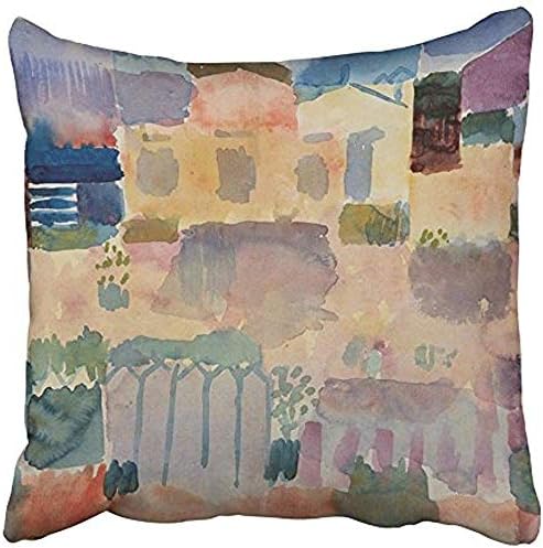Throw Pillow Covers Cases Decorative 20x20 Inch Garden in St Germain European Quarter Near Tunis by Paul Klee 1914 Swiss Two Sides Print Pillowcase Case Cushion Cover