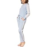 Flora Nikrooz Women's 2 Piece Long Sleeve Lounge Set with Lace, Long Sleeve Top & Jogger Pant (Blue, X-Large)