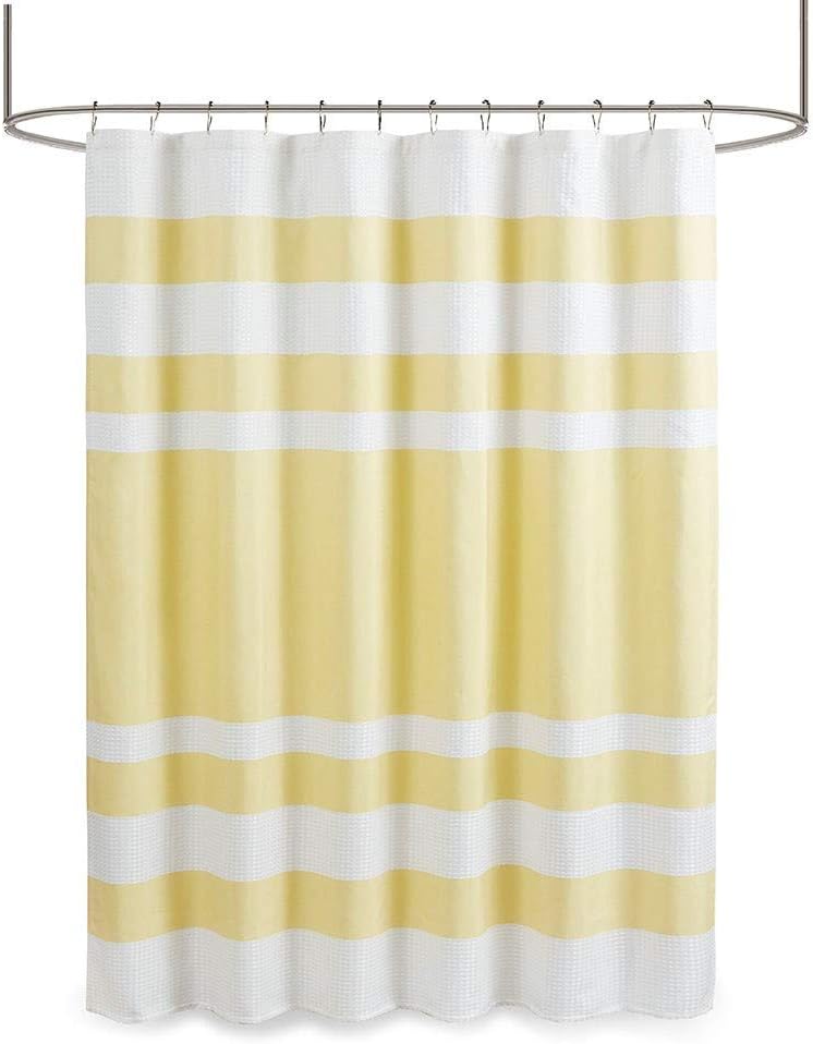 Madison Park Spa Waffle Shower Curtain Pieced Solid Microfiber Fabric with 3M Scotchgard Water Repellent Treatment Modern Home Bathroom Decorations, Standard 72X72, Grey: Home & Kitchen