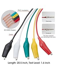 WGGE WG 026 Juego de 10 piezas y 5 colores de prueba de plomo y pinzas de cocodrilo, 19.7 in, Paquete de 2