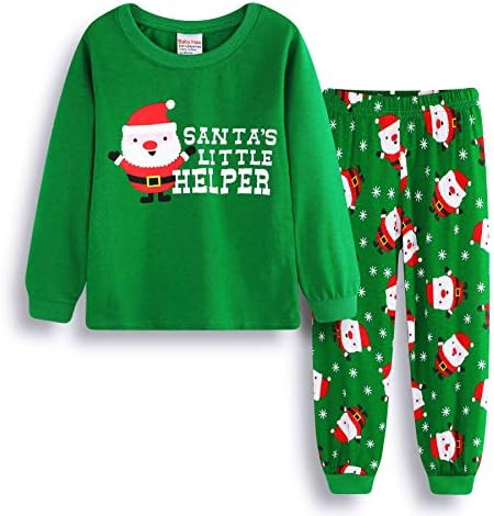 Vingi Girls Boys Christmas Pajamas Set Children Santa Claus PJs 100% Cotton Kids Sleepwear Clothes (Size 3T-8Y) Pink