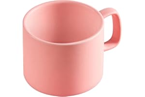VOBAGA Coffee Mug 11 oz Tea Cup with Flat-Bottom Warming Coffee Milk for Office and Home（Pink