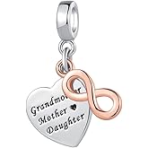 SBI Jewelry Infinity Heart Charm for Pandora Bracelets Dangle Pendant Bead Mother Grandmother Daughter Charms for Women Birthday Jewelry Gifts
