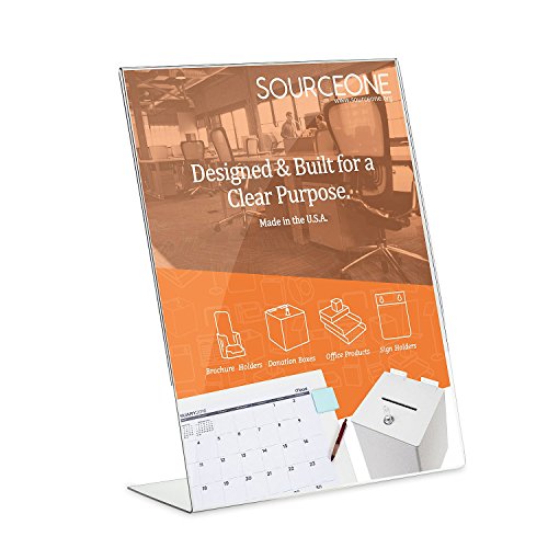 Source One 8.5 X 11 Inches Acrylic Slant Back Sign Holder Ad Frame, Clear Acrylic (SB-85X11)