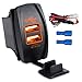 WATERWICH 5V 3.1A Marine Dual USB Car Charger Adapter Socket Waterproof with in-line Fuse for Universal Rocker Switch Boat RV Vehicle SUV Truck Yacht (3.1A with Orange LED Light)