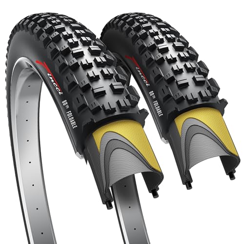 Fincci Bicycle Tyres MTB 27.5 x 2.25 – Pair of Folding Tyres Black 57-584 with Puncture Proof 1 mm – Bicycle Tyres 27.5 Inches for Adult Women and Men – Packaging Accessories for Mountain & E Bike
