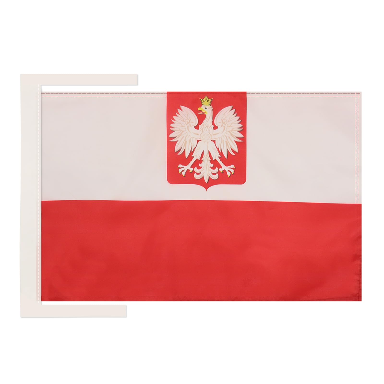 AZ FLAG - Poland with eagle Flag - 18'' x 12'' - 100% Polyester Polish coat of arms Small Banner with Two Cords - Fade Resistant - Vivid Colors - 18x12 in - 45x30 Cm — image 1