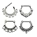 D&M Jewelry Mixed Vintage 316L Stainless Steel - 14g/16g Septum Clicker Bull Ring Nose Ring Piercing