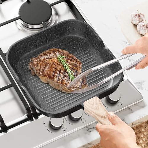 Pots and Pans Set Non Stick - Kitchen Cookware Set Cooking Pot and Pan Set with Lids, Non-stick Granite Cookware Sets Induction Pans for Cooking Set with Grill Pan, frying pan, Stockpot and Saucepan