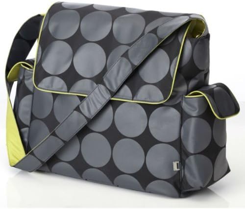 OiOi Messenger Diaper Bag - Grey Dot with Green