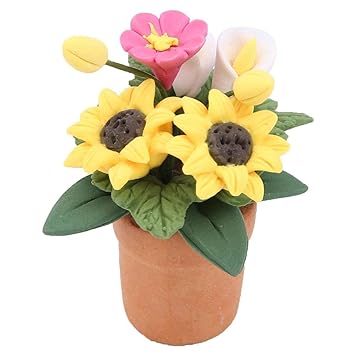 Zerone Mini Dollhouse Decoration, 1:12 Miniature Dollhouse Flower Bonsai Decoration Garden Room Decor Accessory
