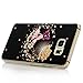 Mavis's Diary Galaxy Note 5 Case 3D Handmade Bling Crystal Lovely Butterfly Special Fashion Champagne Rose Pattern with Shiny Sparkle Diamond Hard Cover Clear Case for Samsung Galaxy Note 5 N9200