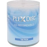 PlexDisc CD-R 700MB 52X Logo Top Blank Discs - 100 Pack | Writable Bulk CDs for Music, Audio, and Data Recording | Ideal for Burning Music &amp; Storage (no Container)