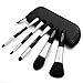 Miracos Makeup Portable Mini Face Makeup Brushes Kit with Travel Case 5 Pcs - Synthetic Hair, White